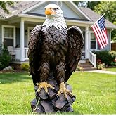 MIRAF Garden and Yard Statue-Flight of Freedom American Bald Eagle Hanging Bird Statue Hand-Painted Eagle Decor-Bald Eagle Statue, Majestic America Indoor/Outdoor USA Decor for Office, Patio