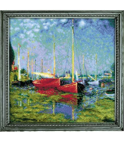 Riolis Kreuzstich-Set 'In The Meadow' Nach Monet – 1000 Teile, 40x30 Cm, Mit Wolle/Acryl Auf AIDA 14