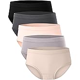 BAMBOO COOL Womens Underwear, Moisture-Wicking Briefs, Soft and Breathable Panties, Mid Waist, 5-Pack