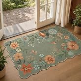 Lahome Floral Small Rugs for Entryway, 2X3 Washable Kitchen Rugs Non Slip | Ultra-Thin Soft Indoor Door Mat Stain Resistant Boho Flore Throw Carpet for Bathroom Bedroom (2x3ft,Green)