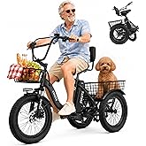 T300 Adults Electric Trike Bike, 1200W Peak Motor &amp; 624Wh Removable Battery,18x3.0 Fat Tire Foldable 3-Wheel E-Bike with Step-Thru Design, Up to 65 Miles, Gift for Parents
