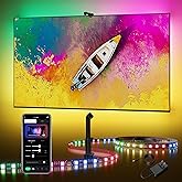 DeckTok TV Backlight LED 15ft - TV Backlight Sync to Screen PC Monitor for 55-75 Inch RGB LED Strip Lights Cuttable with Sensor Smart App Control Game & Music Sync Color Changing Light for Home Decor