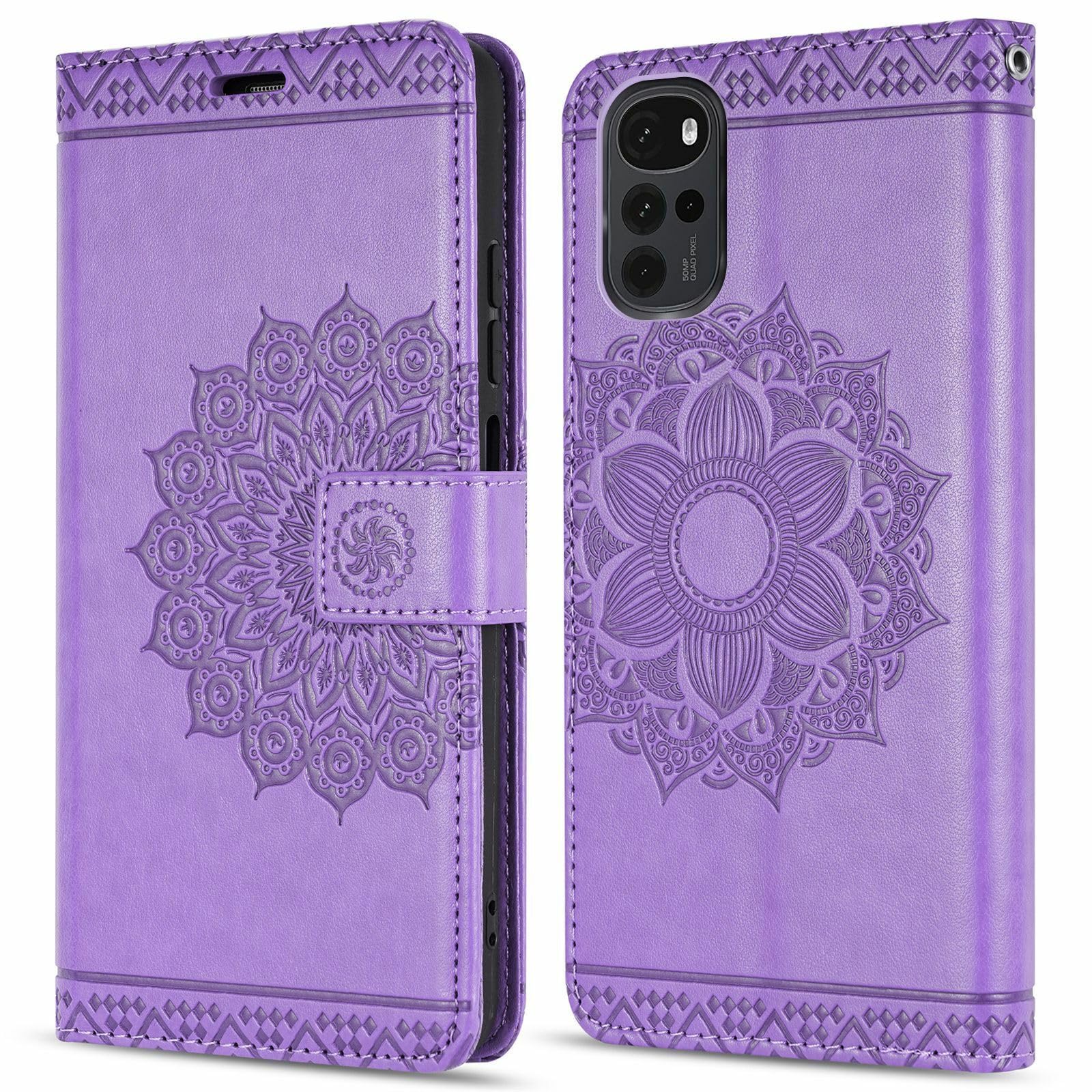 betterfon Motorola Moto G22 Case, Mobile Phone Case Moto G22 - Flip Case Protective Mobile Phone Case PU Leather - with [Card Slots] Compatible with Motorola Moto G22, Purple