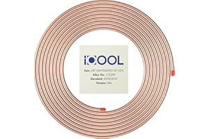 ICOOL 20 Ft x 3/8" OD x 0.32" ID Copper Tubing - ASTM B743 Refrigeration Soft Coil Copper - 99.9% C12200 Pure ACR Tubing - Seamless Round for HVAC Refrigerator Industry DIY