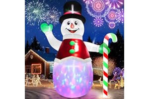 Kalolary 12FT Christmas Inflatables Outdoor Decorations, Snowman Inflatable with Built-in Rotating Colorful LED Lights Blow U