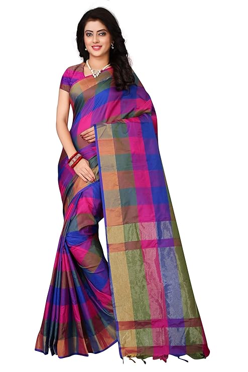Women's Soft Cotton -Silk Saree With Blouse Piece Material