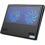 TECKNET Laptop Cooling Pad, Portable Ultra-Slim Quiet Laptop Notebook Cooler Cooling Pad Stand with 2 USB Powered Fans, Fits 