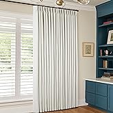 90 Inch Pinch Pleated Linen Blackout Curtains for Living Room Cream Natural 100% Black Out Extra Wide Curtains Pinch Pleat Dual Layer Drapes Birch Ivory Drapes for Dining Bedroom Office 60x90 1 Panel