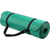 Fitvids 1/2-inch Thick High Density Exercise Yoga Mat with Carrying Strap | Mat with Carrying Strap, For Cushioning the Body Against Hard Floors