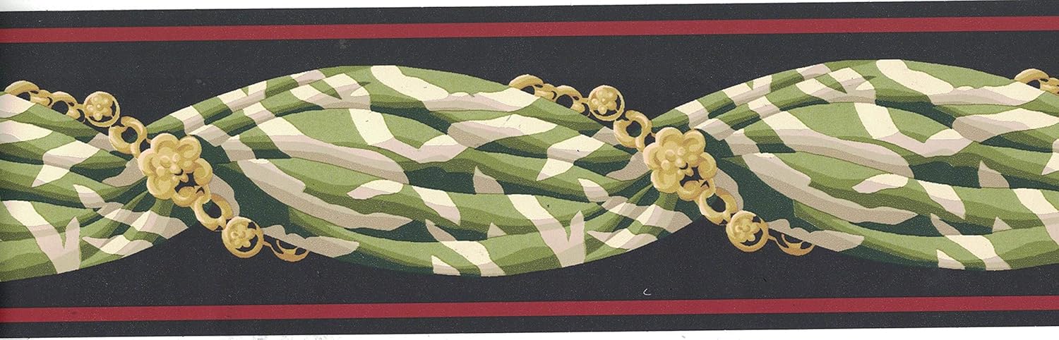 schwarz 742126 grün Tapetenbordüre Vintage Tapetenbordüre