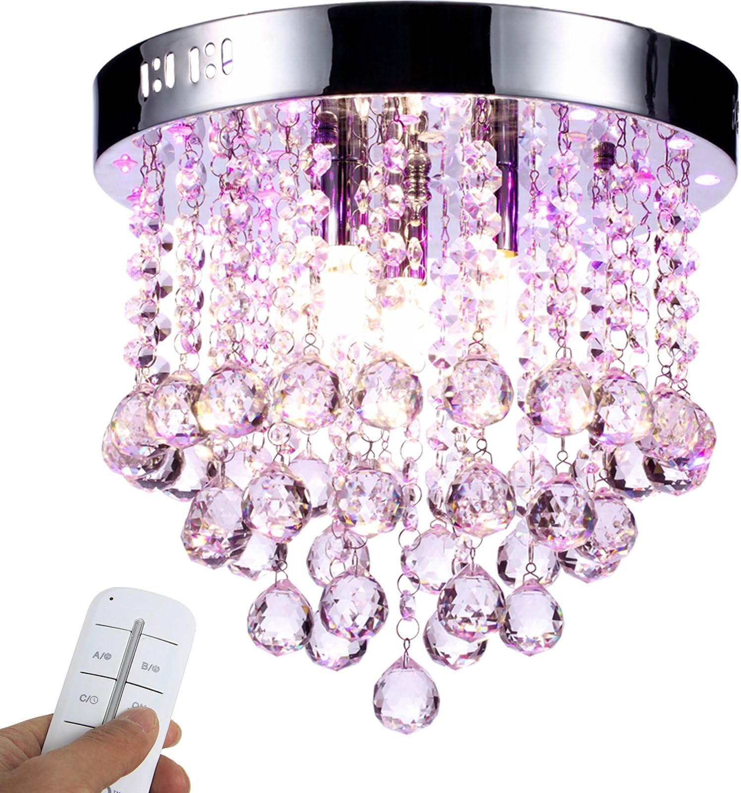 Yorbay LED Crystal Ceiling Light, Chandelier with RBP Light, G9 LED Light Bulb, with Remote Control for Living Room, Dining Room