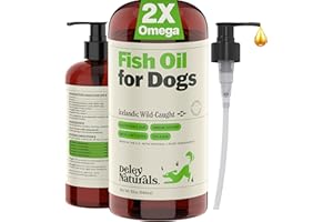 Deley Naturals Dog Fish Oil Icelandic 2X Omega - Dog Itching Skin Relief with Omega 3 6 9 for Allergies, Coat & Heart - Omega 3 Fish Oil for Dogs Skin Irritation - 32oz Omega Oil for Dogs Made in USA