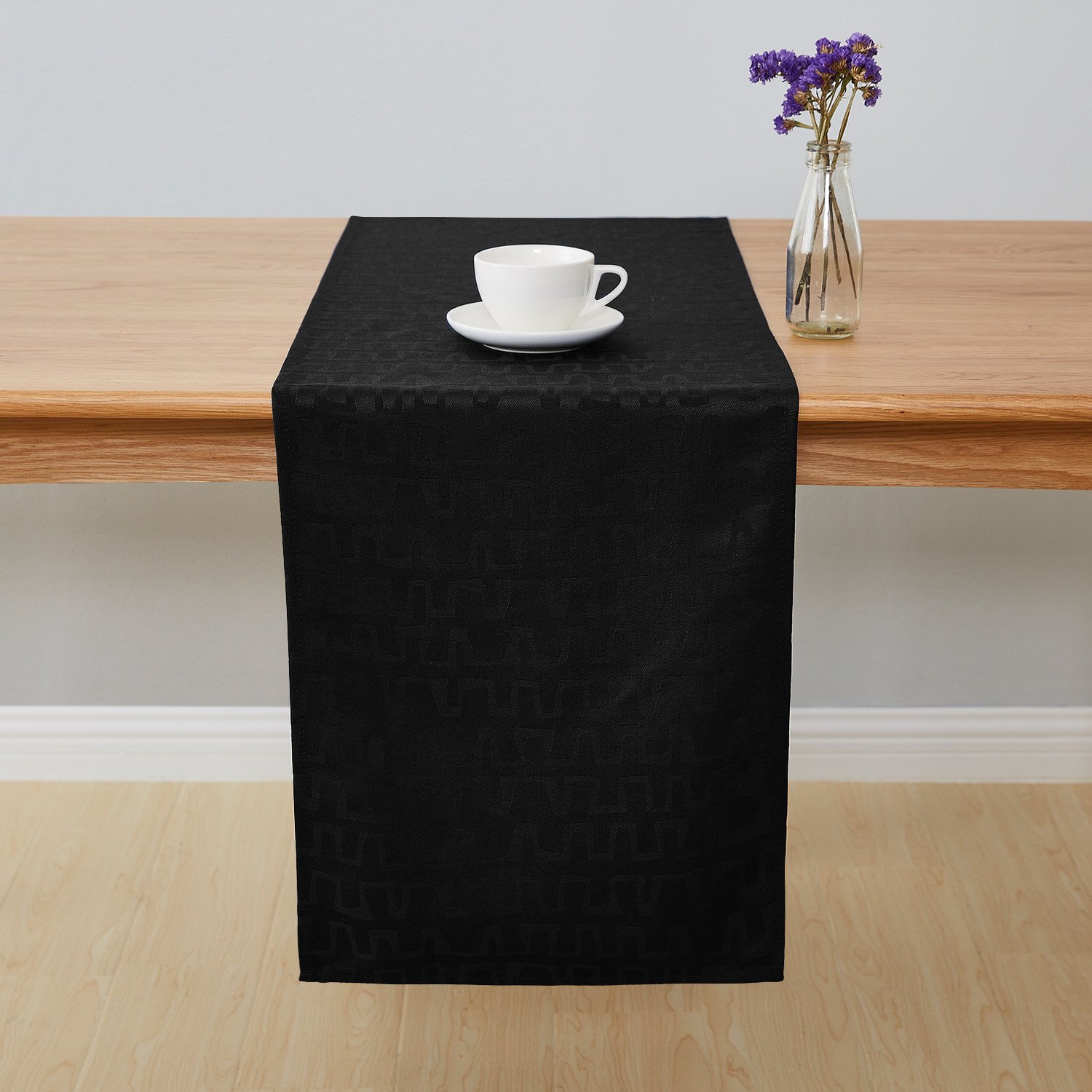 Deconovo Jacquard Damask Table Runner Bar Graph Print Wrinkle and Water