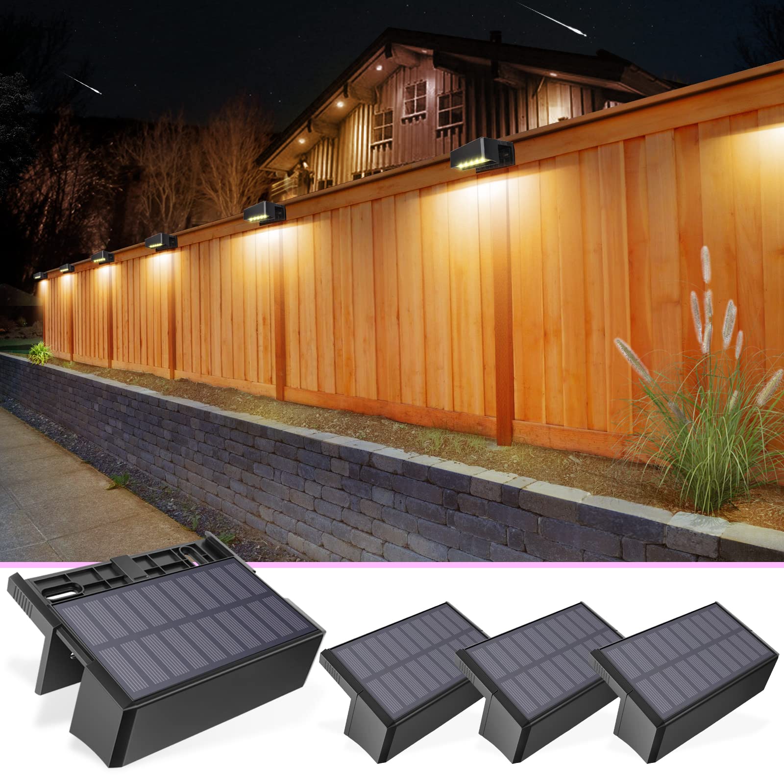 Photo 1 of VOLISUN Solar Deck Lights ,7 Colors&Warm White Outdoor 2-Pack Waterproof Led Color Glow Solar Lights for Step,Fence,Railing,Wall,Stairs (1800mah,Long Lighting Time)