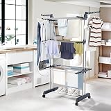 Trintion 3 Tier Adjustable Clothes Drying Rack with Casters & Wings view 6