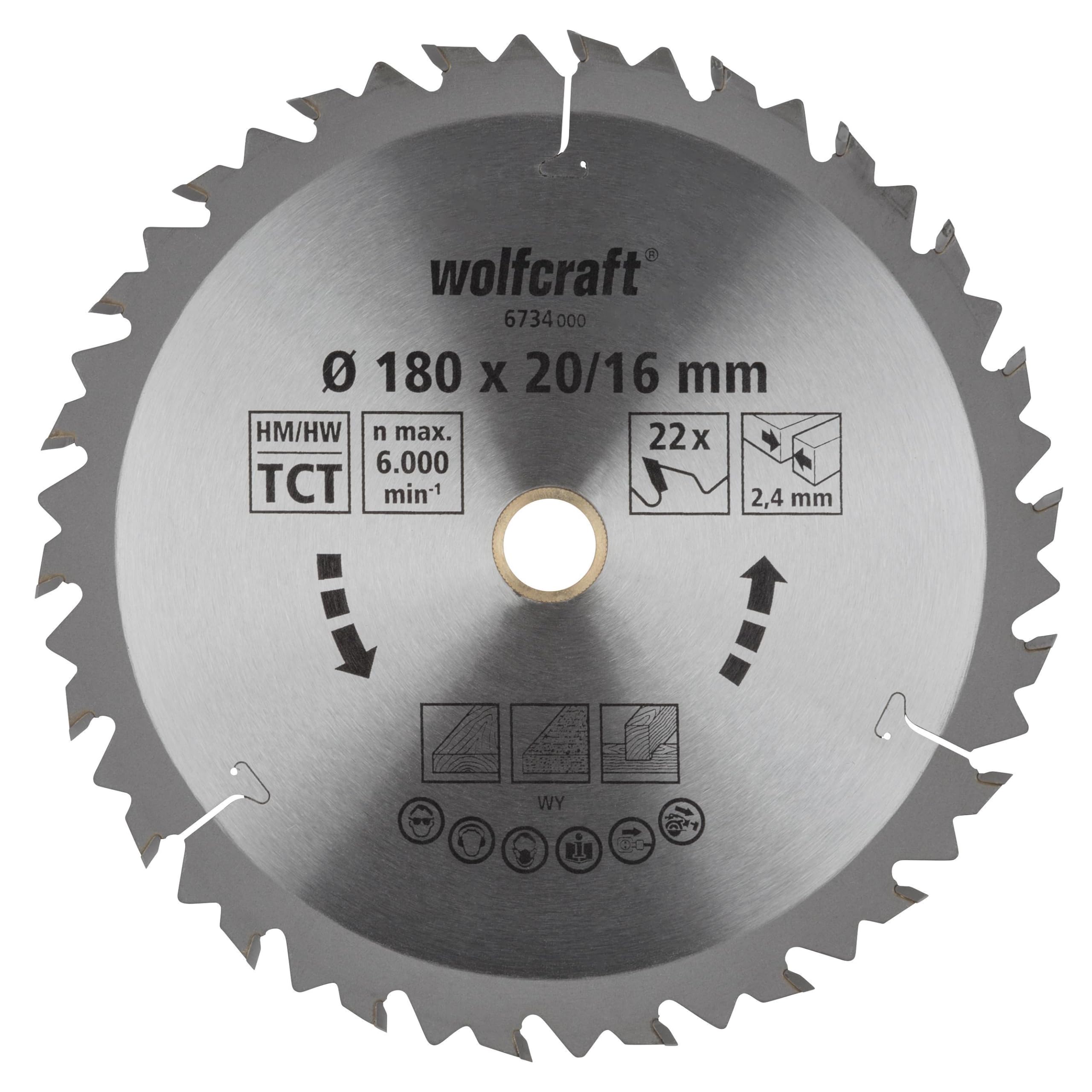 wolfcraft TC Circular Hand Saw Blade, Brown Series I 6734000 I Fast, Rough cuts