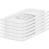 EGGKITPO 6 PCS Clear Food Pan Lids Universal 1/3 Size Polycarbonate Lids with Handle Food Storage Container Cover for Commercial Restaurant Hotel Dishwasher Safety BPA Free