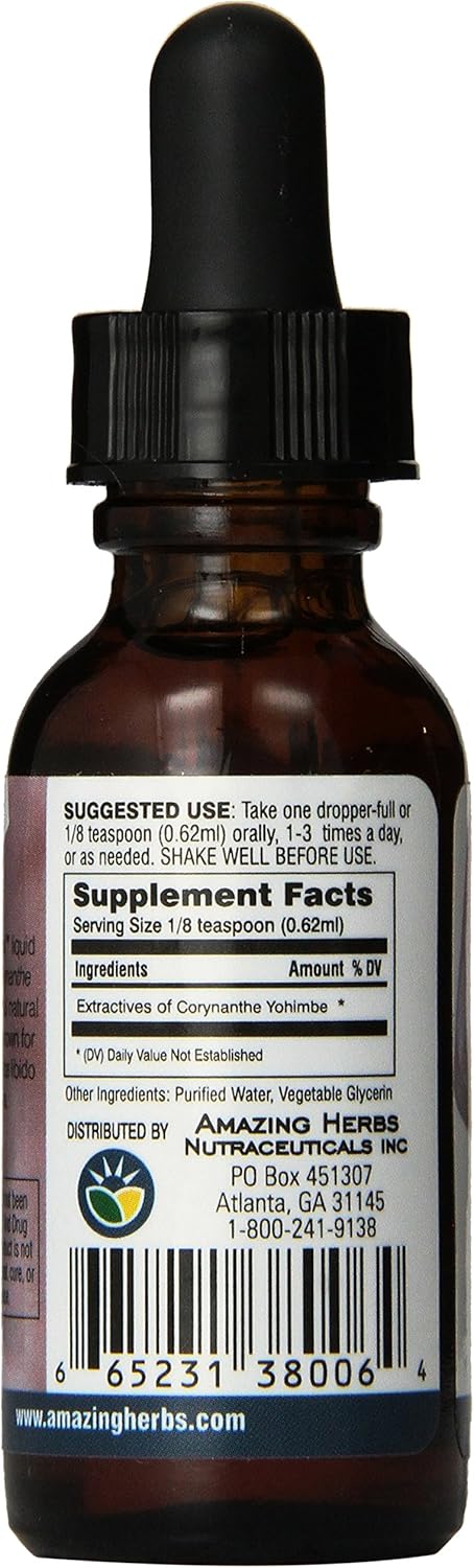 Amazing Herbs Yohimbe Express Liquid Extract, 1 Fluid Ounce: Health & Personal Care
