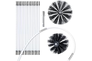 HOKLNUSE Dryer Vent Cleaner Kit Chimney Sweep Cleaning Tools Pellet Stove Cleaner Kit Air Dryer Duct Fireplace Brushes for Easy Lint Cleaning with 4" and 6" Brush Heads (Heavy Duty, 20Feet)
