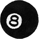 Aewerpec 24" Black Geometric Number 8 Ball Rug, Unique Circle Area Rug for Bedroom Decor
