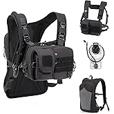 CLTAC 2-in-1 Convertible Chest Pack and Hydration Backpack with 2.5L Bladder, Hydration Vest for Women Men Outdoor Hiking Gravel Cycling Mountain Biking Running