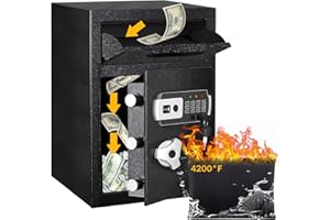 KAER 2.6 CUB Depository Drop Safe Fireproof, Front Drop Slot Lock Box with Digital Combination and Anti-Fishing, Silent Deposit Safe Box, Security Money Safe for Cash Slips Expense Business Office Home