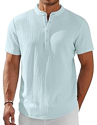 COOFANDY Men's Button Up Henley Short Sleeve Casual