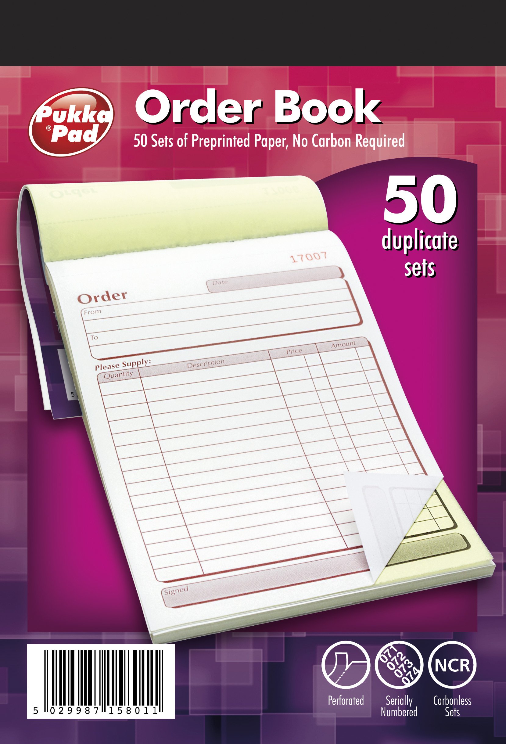 Pukka Pads 127 x 203mm 50 Set NCR Duplicate Order Book (Pack of 5)