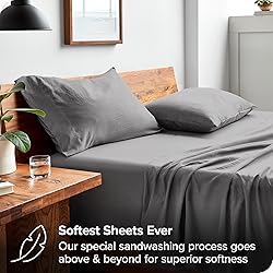 Bare Home Sandwashed King Sheet Set - Premium 1800