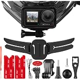Helmet Chin Mount for Action Cameras, Universal GoPro Chin Mount with Straps, Compatible with GoPro Hero, Insta360, DJI Osmo Action, Motorcycle Full Face Helmets