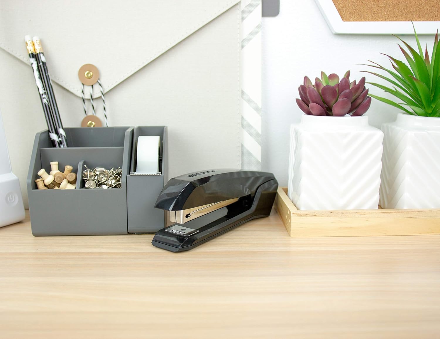 Bostitch Office Ascend 3 in 1 Stapler with Integrated Remover & Staple Storage, (B210-BLK), Gloss Black, Full Size : Desk Staplers : Office Products
