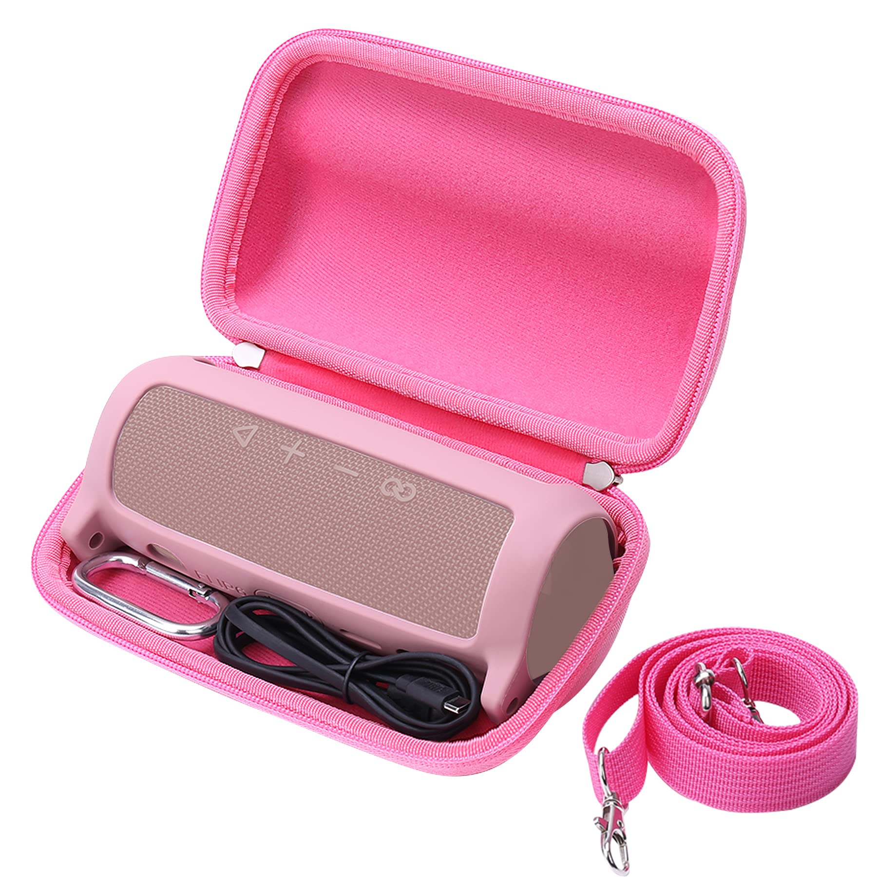 Khanka Hard Travel Case with Silicone Cover for JBL Flip 6 Flip6 Portable Bluetooth Speaker. (Case+Silicone Cover,Pink)