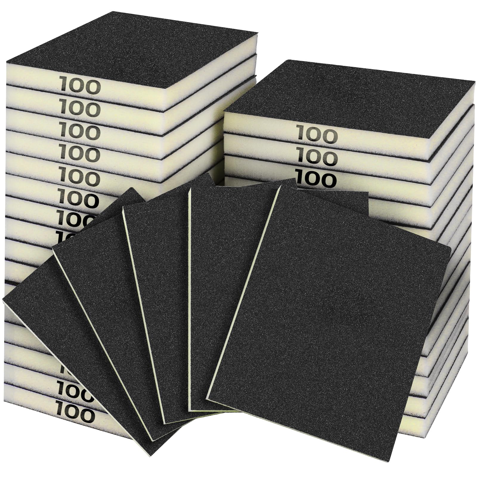 Sruhrak 18 PCS Sanding Sponge Set 100 Grits, Flexible Sanding Pads Wet Dry Reusable Sanding Block Sandpaper Block for Wood, Plastic, Drywall and Metal Polis