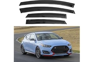 IMMORTAL GROUP IG Window Visor Compatible with Hyundai Veloster N 2019-2022, 4PC Rain Guard Tape-On Extra Durable Sun Wind Air Side Vent Window Deflector, 2019 2020 2021 2022