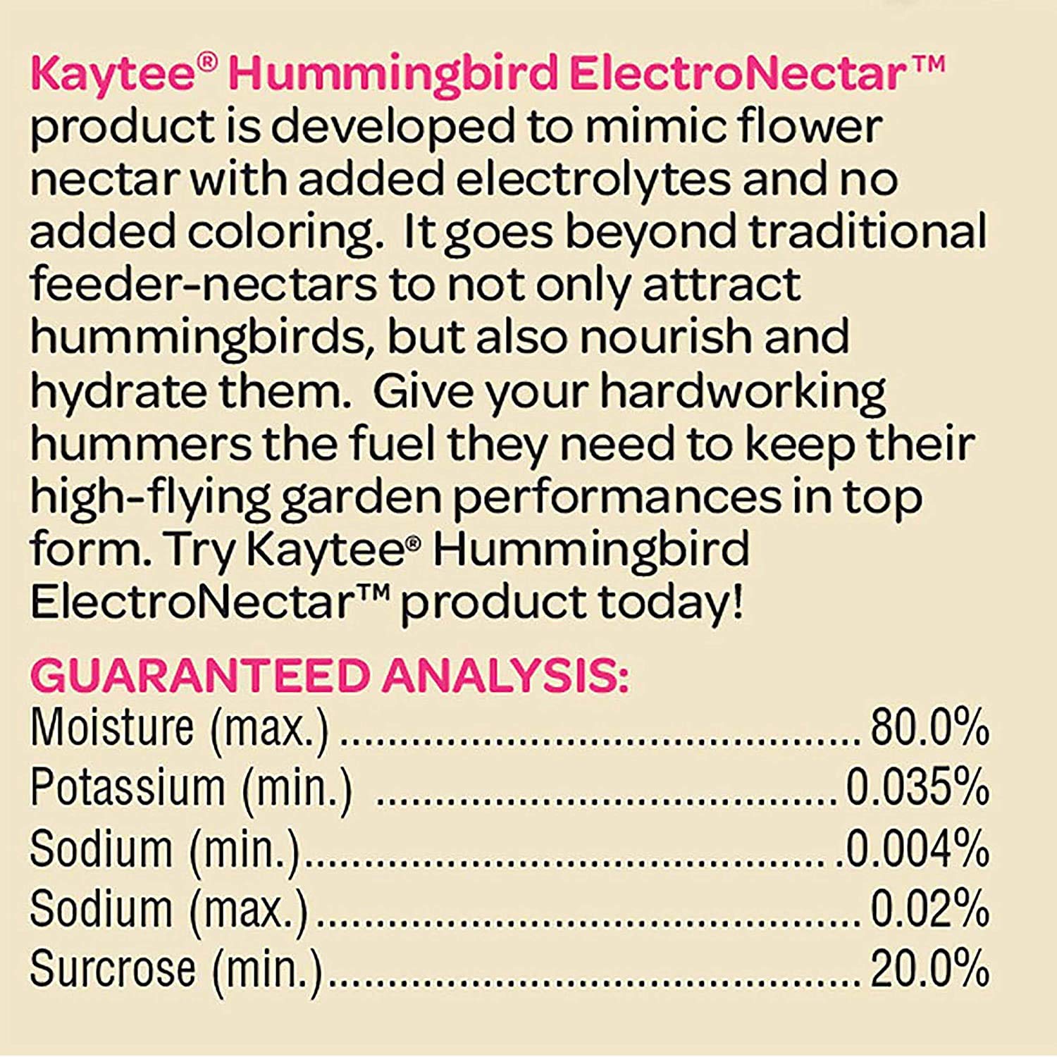 Kaytee 100506148 Electro Nectar Ready to Use Hummingbird Food, 64 oz. (2 Pack(64oz)) : Industrial & Scientific