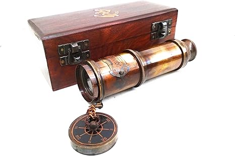Telescopio náutico de latón con Caja de Madera para Manualidades: Amazon.es: Electrónica