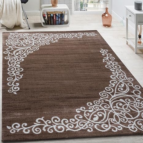 Paco Home Designer Teppich Mit Floral Glitzergarn Muster Beige Weiß Braun Meliert, Grösse:120x160 cm