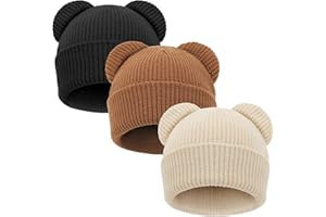 AQOKKA Baby Beanies Toddler Winter Hats with Bear Ears Soft Infant Knit Hat Warm Skull Cap for Baby Boys Girls 0-24 Months