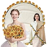 Finished Flower Bouquet Blanket, Handmade Crochet Flower Blanket, Soft Knitted Throw Rose Blankets, Romantic Gift for Birthday Wedding Valentine’s Day Mother's Day Christmas (Sunflower, 59 inch)