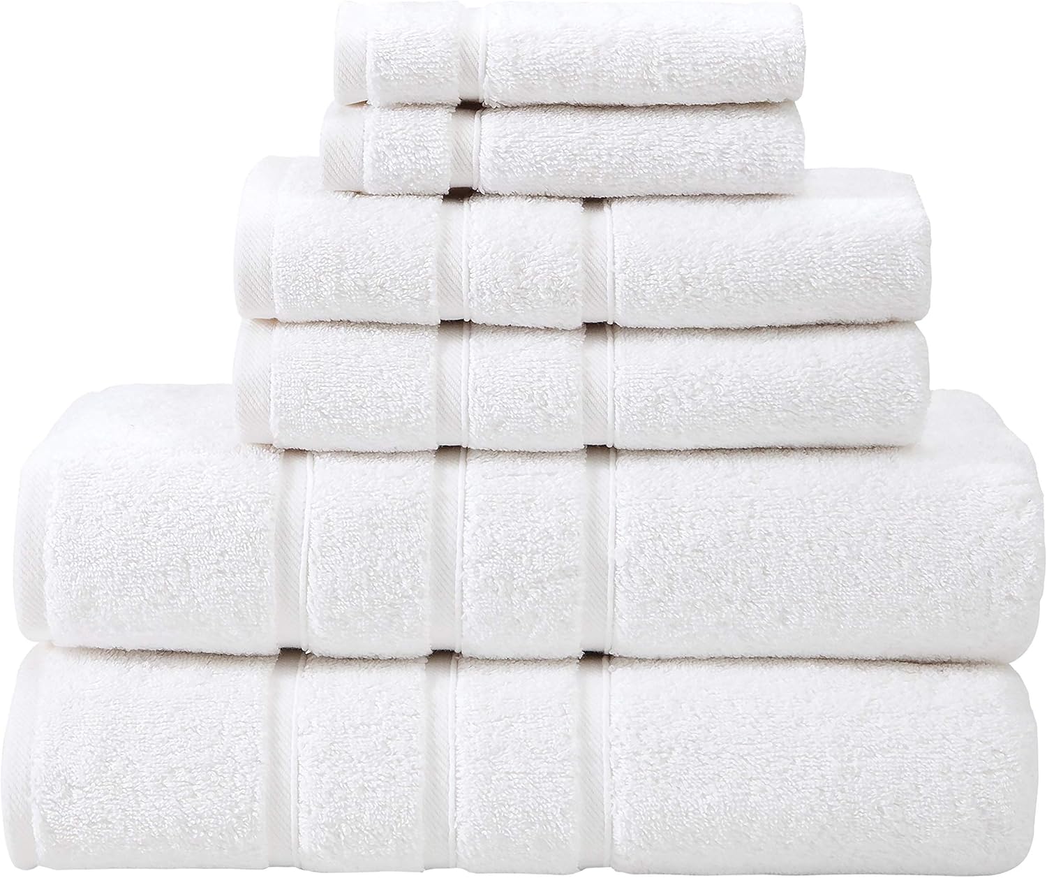 UpThrone Turkish Cotton White Bath Towels Set - Bathroom Towels - Turkish Bath Towel Set for Bathroom - Turkish Cotton Bath Towels Set of 6: Kitchen & Dining