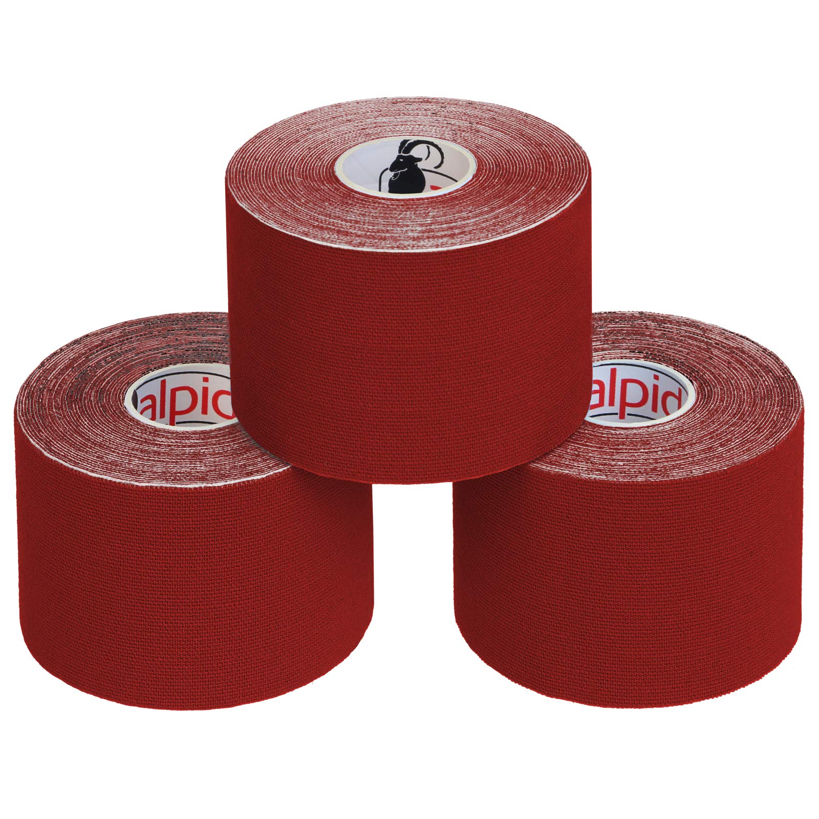 ALPIDEX Kinesiology Tape 1/3/ 6/12 Rolls Many Colors 5 m x 5 cm Application Examples E- Book Skin Friendly Muscle Support Elastic Strapping Tape, Colour:red, Quantity:3 Rolls