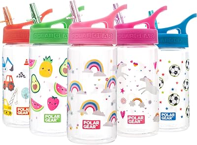 Polar Gear Kids Water Bottle 400ml Rainbow Leakproof with Straw