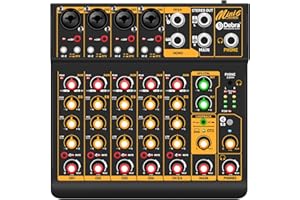 Audio Mixer D Debra Audio Mini6 Portable 6-Channel DJ Mixer Console, Sound Mixing Board with USB Bluetooth 48V Phantom Power,