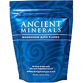 Ancient Minerals Magnesium Bath Flakes, Epsom Salt Alternative, 1.65lb | Pure Zechstein magnesium chloride flakes for soaking &amp; whole-body replenishment. 1.65 lb resealable bag.