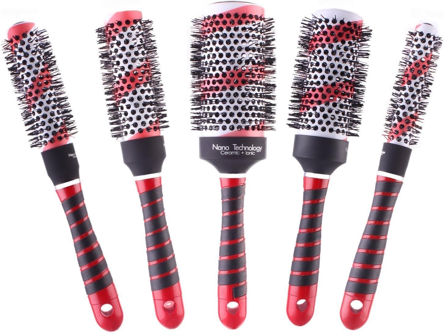 Ceramic Thermal Round Brush with Temperature Indication for Blow Drying, Curling and Styling, Set of 5 Sizes (1 Set = 5 Brushes in Different Sizes)