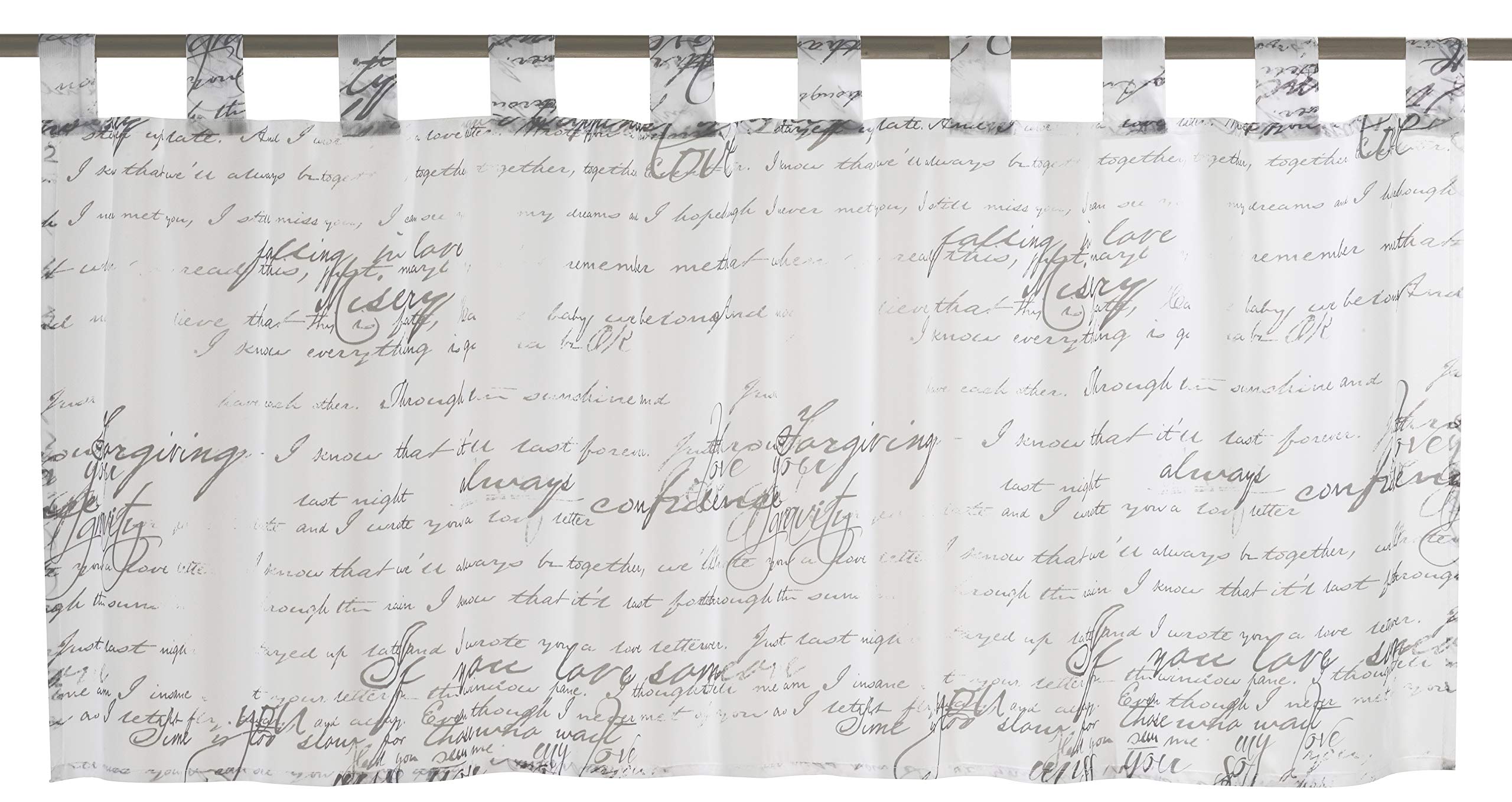 Elbersdrucke Loveletter 00 198695 Semi-Transparent Bistro Curtain 48 x 140 cm White