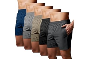 GYM REVOLUTION Men's 5'' Workout Athletic Quick Dry Shorts Running Training Short with Zipper Pockets