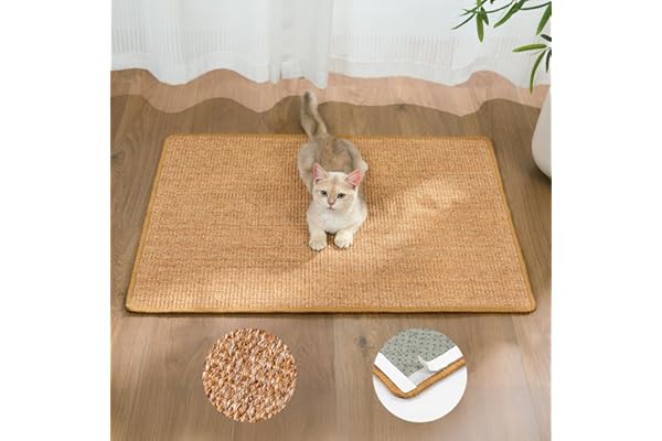 Conlun Cat Scratcher Mat, Natural Sisal Cat Scratching Pad, Self Adhesive Scratch Protector for Furniture Couch & Sofas & Car