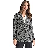 Kasper Womens Floral Knit Long One-Button Blazer