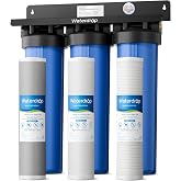 Waterdrop WHF3T-PG 3-Stage Whole House Water Filter System, 5 Micron | Highly Reduces Lead, Chlorine, Odor and Taste, 7-Stage Filtration, with Carbon Filter &amp; Sediment Filter, 1" Inlet/Outlet